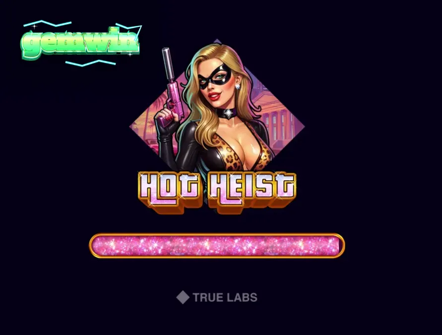 Giao diện trò chơi slot Hot Heist với phong cách neon hiện đại và các biểu tượng tội phạm